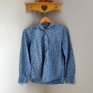 J.Crew Half Button Up Top with Anchor Design, S.